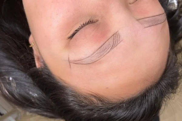 before and after ash purple brow correction
