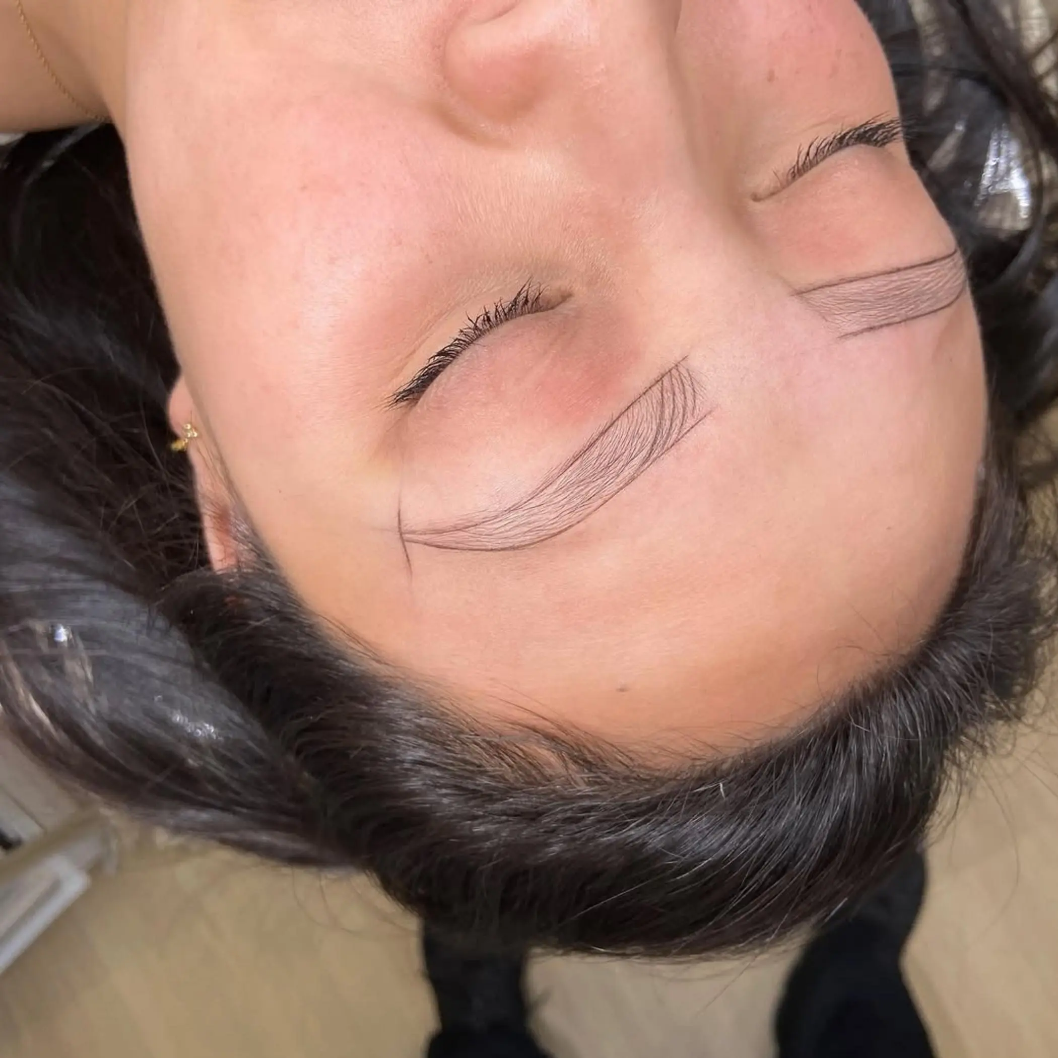 before and after ash purple brow correction