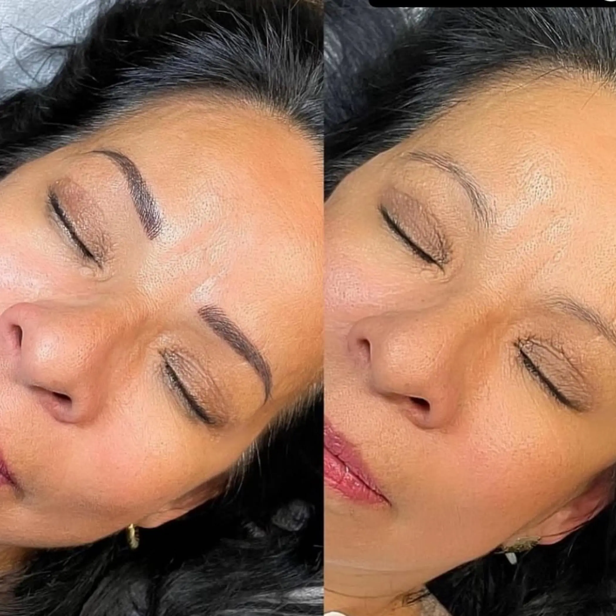 cosmetic artist shaping eyebrows