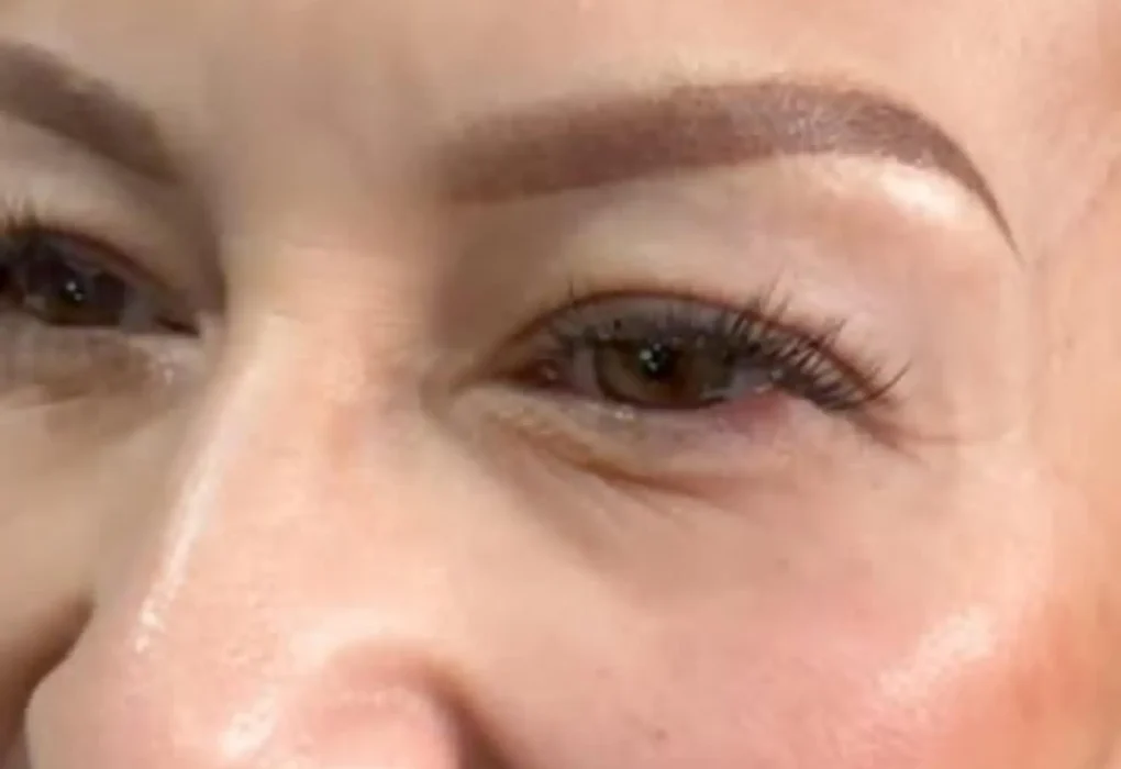yellow eyebrow tattoo before after