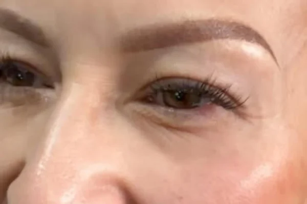 yellow eyebrow tattoo before after
